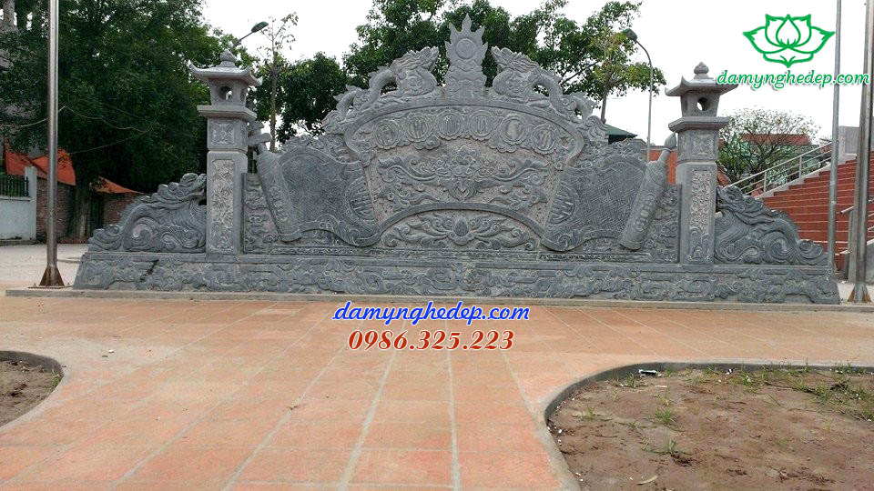 Mẫu cuốn thư đá dài đẹp cho Đình Chùa lớn