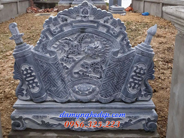 Mẫu cuốn thư đá đẹp chạm rồng cuốn thủy