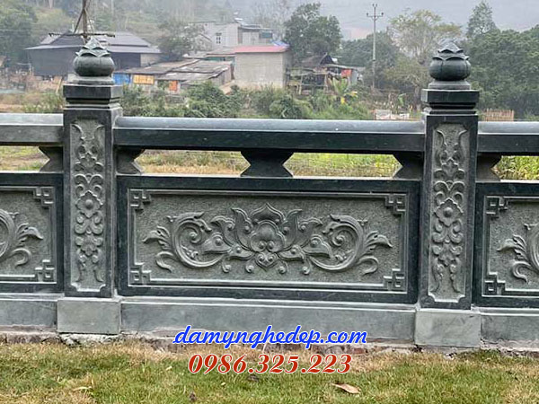 Mẫu lan can đá chạm sen hóa đẹp
