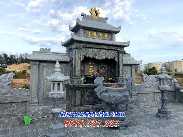 Mẫu lăng thờ cánh chạm tứ quý, lăng mộ đá