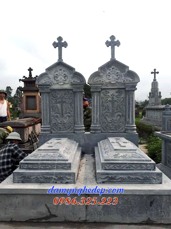 Mẫu mộ đôi đá công giáo, mộ đạo đá đôi đẹp